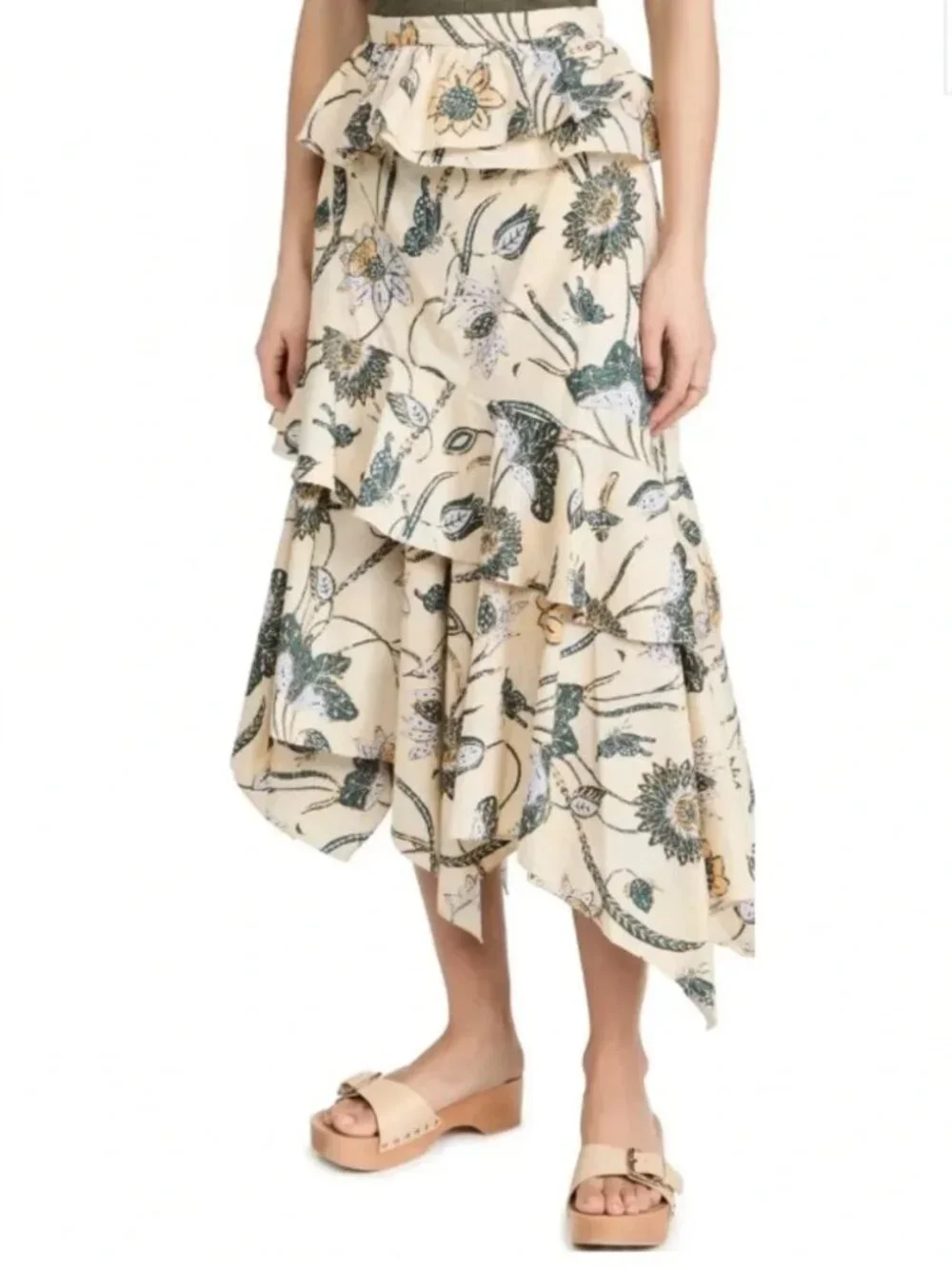 Ulla Johnson Ivette Skirt Asymmetric scarf hem Midi maxi in Lemonbalm size 10